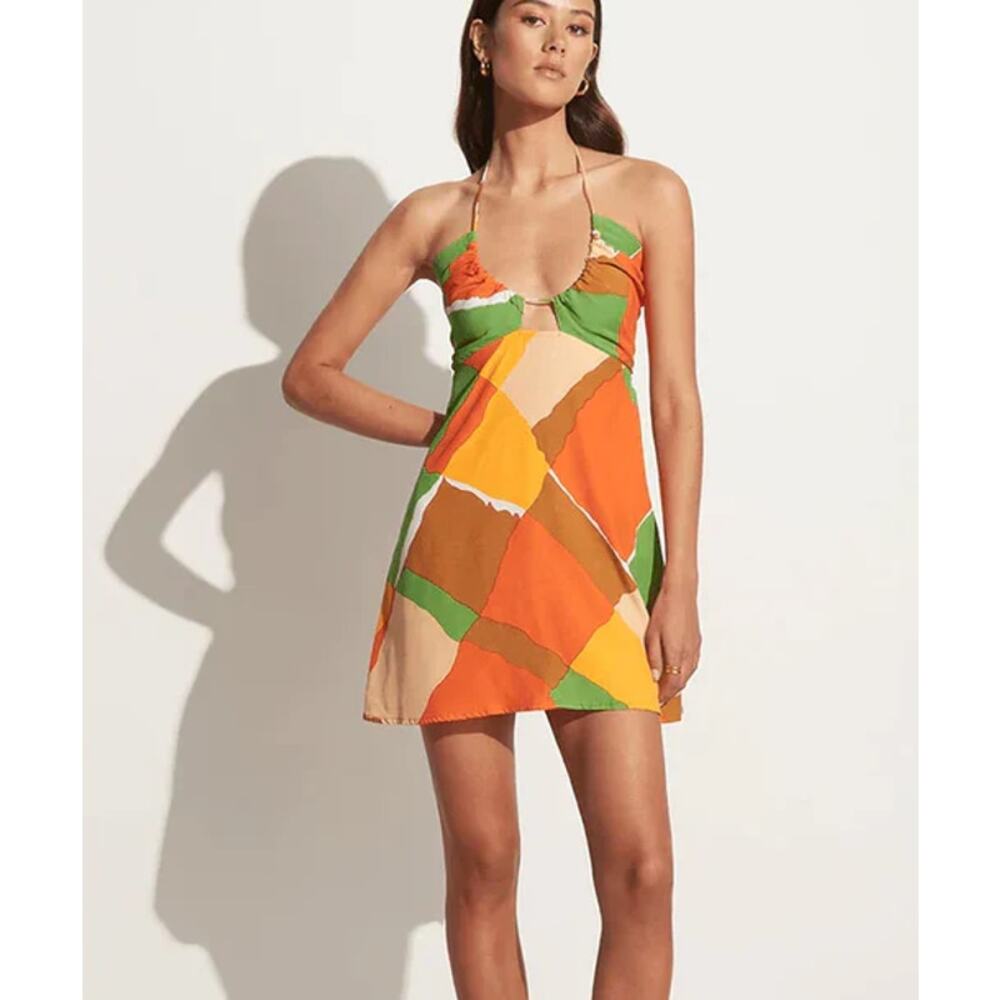 Faithfull The Brand Romper Dress Women's 6 Orange Cotton Off-Shoulder Party NWT